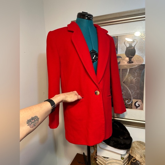Wool And Cashmere Red Lined Pockets Blazer Jacket Size Medium - Picture 4 of 11